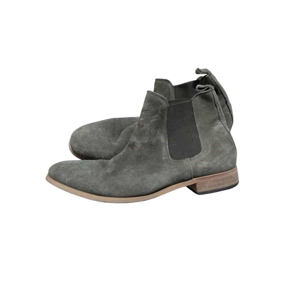 New Mens The Shoe Bear Dev Chelsea Olive Green Suede Ankle Boots Size 45 US 12‎